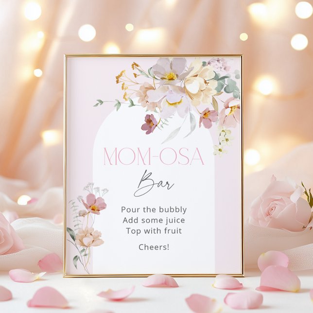 Affiche Bébé en Fleur rose rose pâle Momosa Bar (Créateur téléchargé)