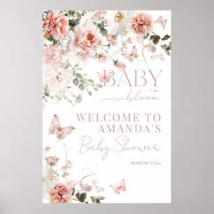 Affiche Bébé en Fleur Roses roses roses Florales Fille Bab