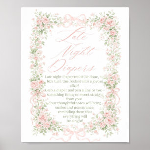 Affiche Bébé en fleurs à ruban floral Fille change de nuit