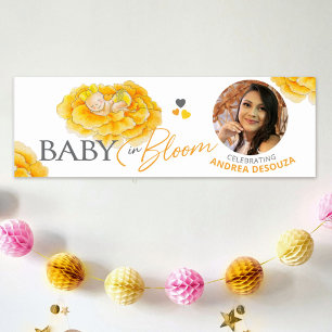 Affiche Bébé en fleurs aquarelle jaune baby shower photo
