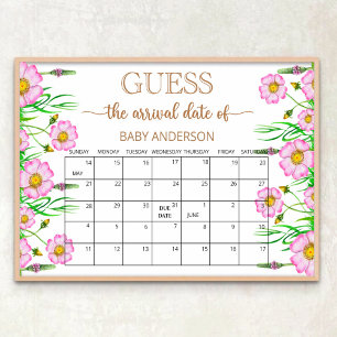 Affiche Bébé en fleurs calendrier de devinette de date pré