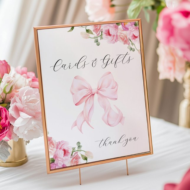 Affiche Bébé en fleurs Cartes et Cadeaux à l'arc rose (Créateur téléchargé)
