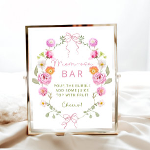 Affiche Bébé en Fleurs de fleurs Bow rose Momosa Bar