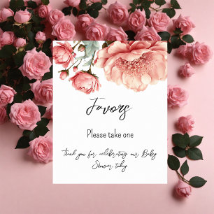 Affiche Bébé en fleurs Rose rose Baby shower Faveurs