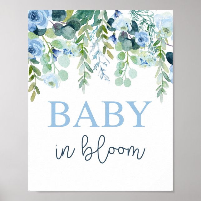 Affiche Bébé en fleurs signe garçon (Devant)