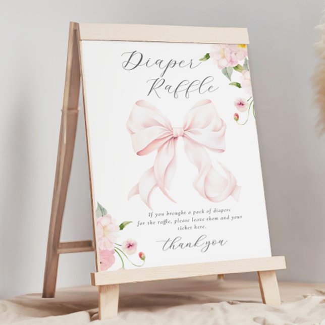 Affiche Bébé en fleurs, tirage au sort de couche avec noeu (Créateur téléchargé)