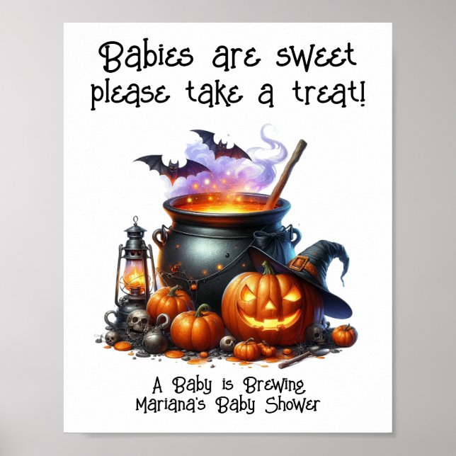Affiche Bébé en préparation, panneau de friandises neutre  (Devant)