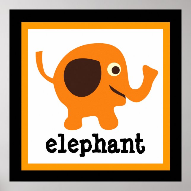Affiche Bébé Enfants Animaux de Safari Éléphant Mi (Devant)