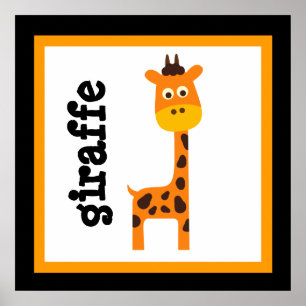 Affiche Bébé Enfants Animaux Safari Girafe Mignon