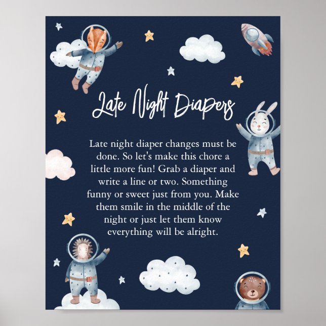 Affiche Bébé Espace Animal de la Forêt 'Couche de Nuit' (Devant)