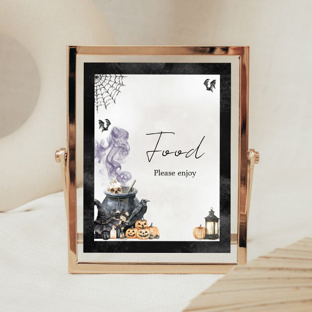 Affiche Bébé est en train de brasser Signe de nourriture d (A Baby is Brewing Halloween Baby Shower Food Sign)