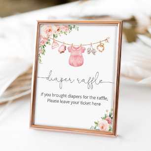 Affiche Bébé fille vêtements diaper signe de tombola