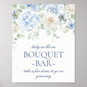 Affiche Bébé Floral bleu en Fleur Hydrangea Bouquet Bar