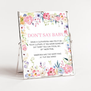 Affiche Bébé Floral en Fleur Panneau Ne Dis Pas Bébé
