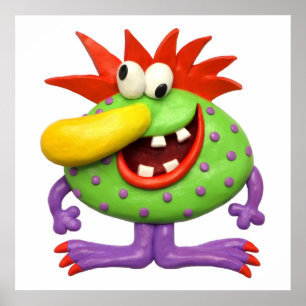 Affiche Bébé garçon Monstre Grand Nez Jaune Shower Nursery