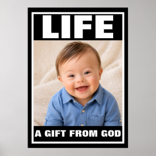 Affiche Bébé garçon syndrome de Down souriant pro-vie Cade