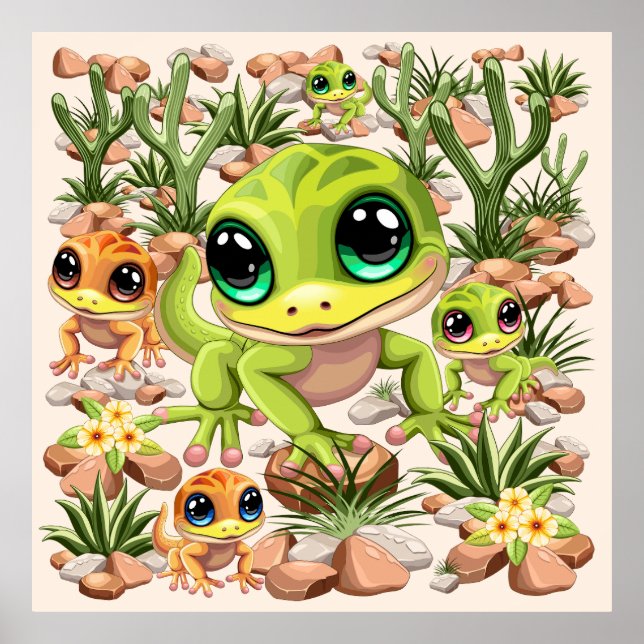 Affiche Bébé Geckos jote personnages de dessin (Devant)