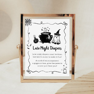 Affiche Bébé Halloween prépare les couches de nuit Signe