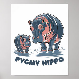 Affiche Bébé Hippopotame Nain Mignon Moo Deng Zoo Drôle Po