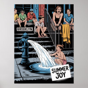 Affiche Bébé Hydrant Joie d'Été de Brooklyn