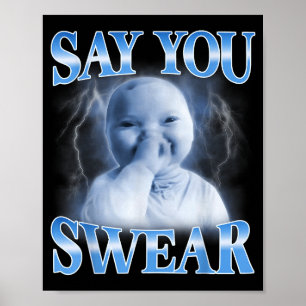 Affiche Bébé IA Drôle Rire Dire Tu Jures Tenant Rire