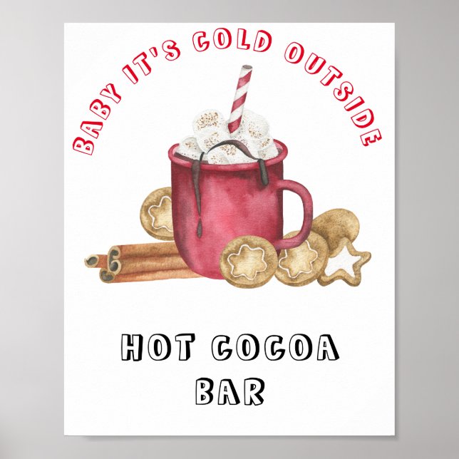 Affiche Bébé il fait froid dehors Bar à cacao chaud (Devant)