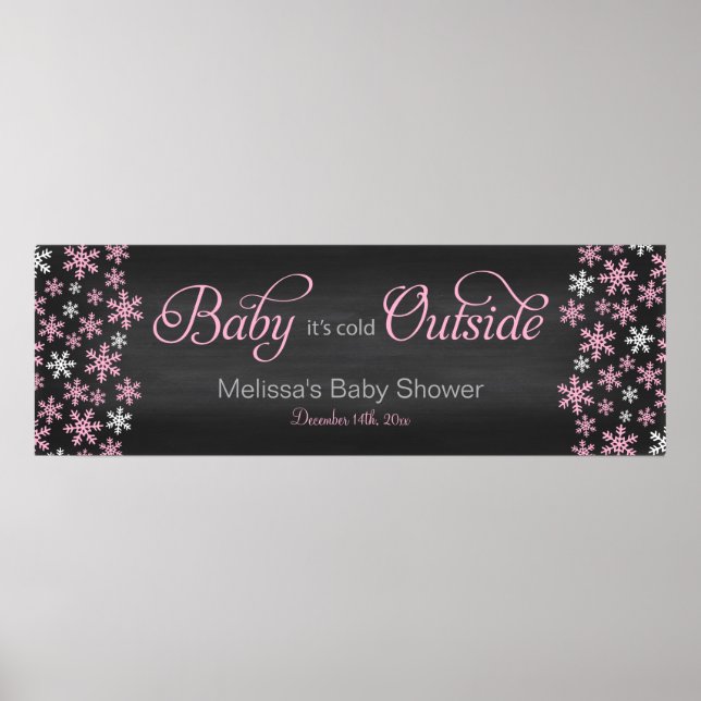 Affiche Bébé Il fait froid dehors Chalkboard Baby shower r (Devant)