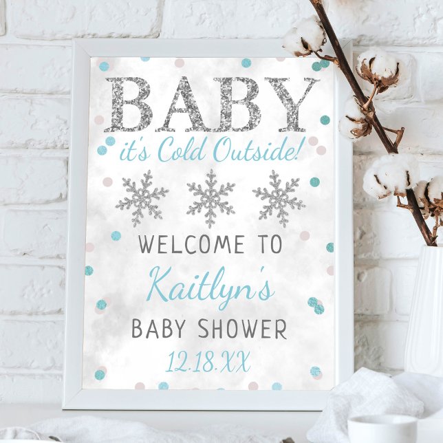 Affiche Bébé Il fait froid dehors garçons Baby shower d'hi (Créateur téléchargé)
