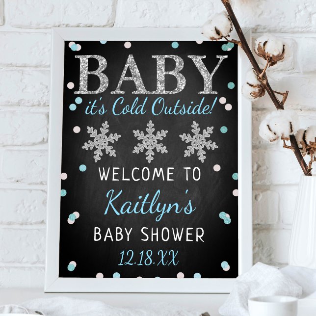 Affiche Bébé Il fait froid dehors garçons Baby shower d'hi (Créateur téléchargé)