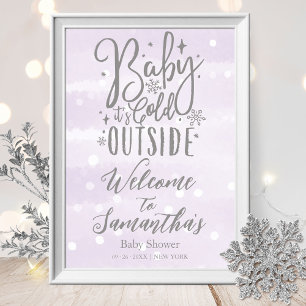 Affiche Bébé, il fait froid dehors panneau de bienvenue po