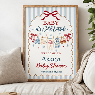Affiche Bébé il fait froid dehors panneau de bienvenue pou