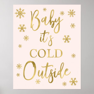 Affiche Bébé il fait froid dehors signe baby shower