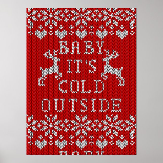 Affiche Bébé Il fait froid dehors Tricot Sweater Rouge (Devant)