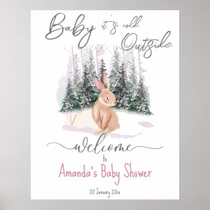 Affiche Bébé Il fait froid Hors du baby shower de lapin d'