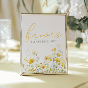 Affiche Bébé Jaune En Fleur Fleur sauvage Douche Faveur Si