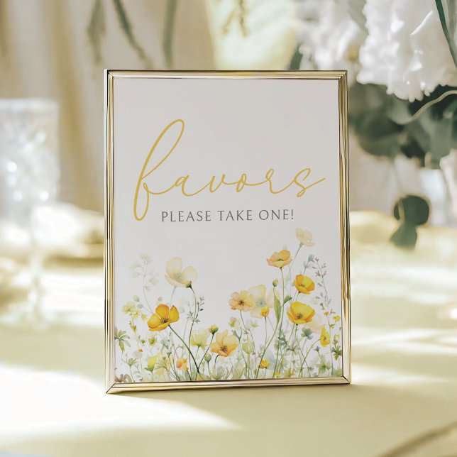 Affiche Bébé Jaune En Fleur Fleur sauvage Douche Faveur Si (Créateur téléchargé)