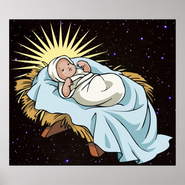 Affiche bébé jésus dans la mangeoire (Devant)
