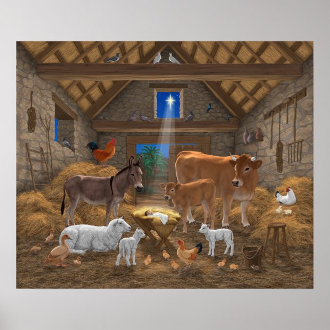 Affiche Bébé Jésus Manger Nativité de Noël (Devant)