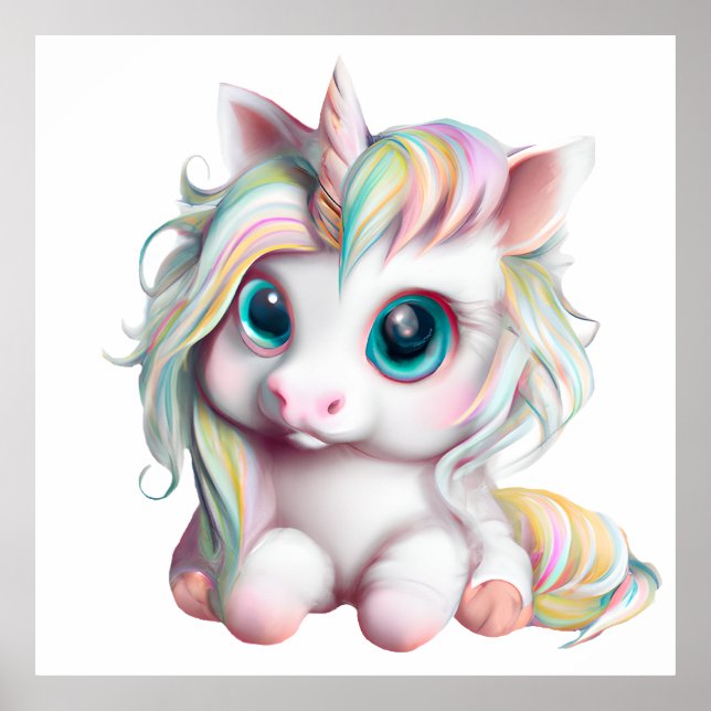 Affiche Bébé licorne mignon et adorable (Devant)