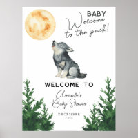Bébé loup aquarelle Bienvenue à la baby shower