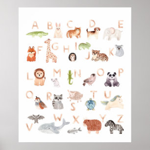 Affiche Bébé mignon Alphabet animal