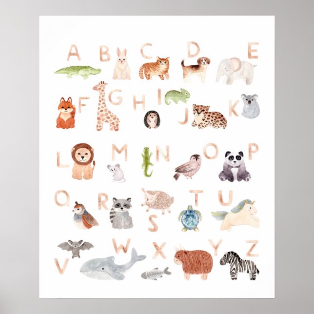 Affiche Bébé mignon Alphabet animal (Devant)