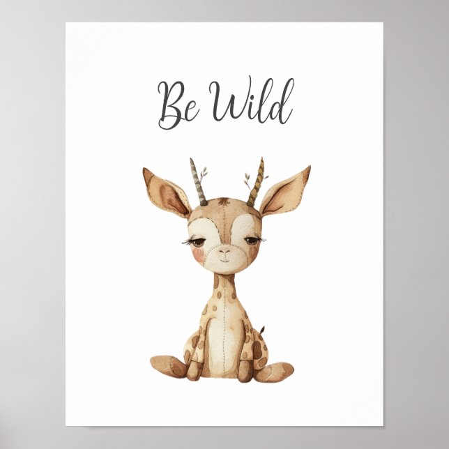 Affiche Bébé mignon animal cerf Be Wild Nursery Salle pour (Devant)