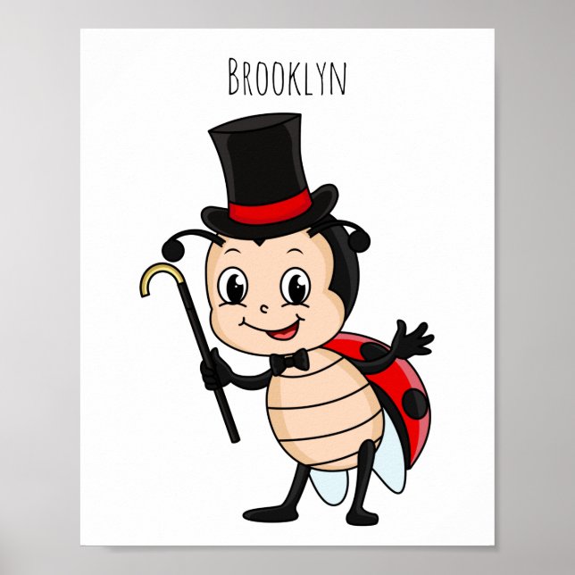 Affiche Bébé mignon avec chapeau et dessin animé de cravat (Devant)