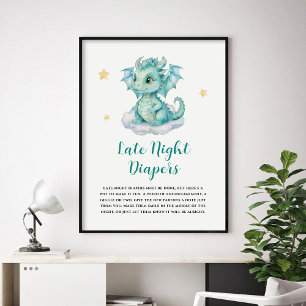 Affiche Bébé mignon Dragon Late Night Diapers