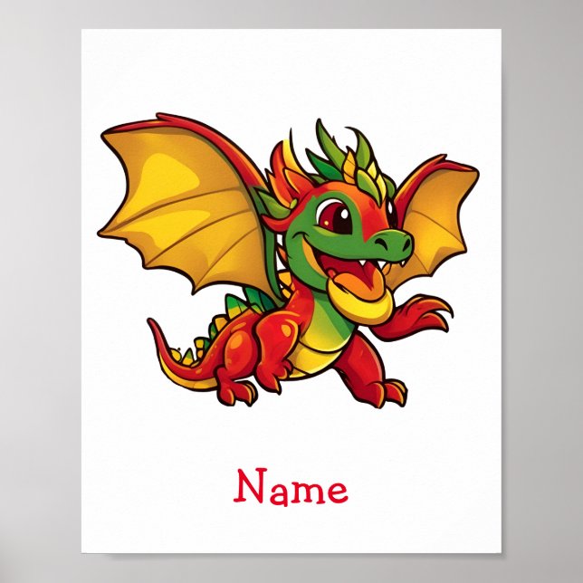 Affiche Bébé mignon Dragon Nom personnalisé (Devant)