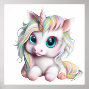 Affiche Bébé mignon et adorable licorne