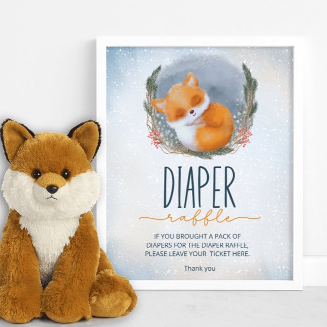 Affiche Bébé mignon Fox neige hiver tombole de couche d'hi (Créateur téléchargé)