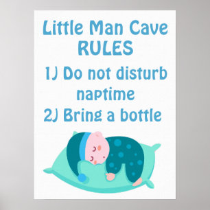 Affiche Bébé mignon Garçon petit homme règles de la grotte