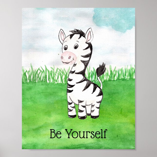 Affiche Bébé mignon Zebra Be Yself Citer Nursery (Devant)